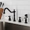 Kingston Brass Widespread Kitchen Faucet with Brass Sprayer, Matte Black KB1790WLLBS - alternate 6